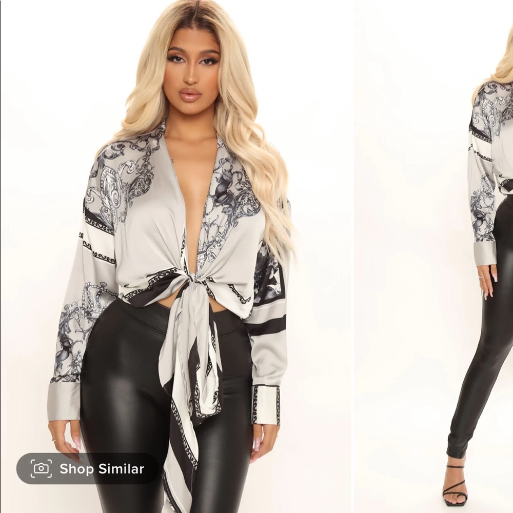 Fashion Nova Blossomed Soul Satin Top L NEW